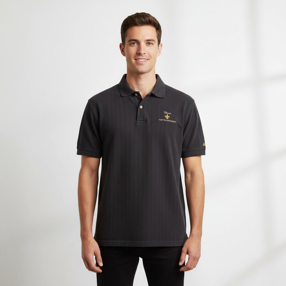 Vtg Walt Disney World Port Orleans Resort Polo Shirt Mens M Faded Black Logo‎